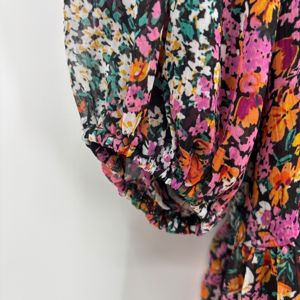 Vince Camuto Floral Tiered Dress Small‎ Ruffle Neck Long Sleeve Boho Cottagecore - Picture 9 of 15